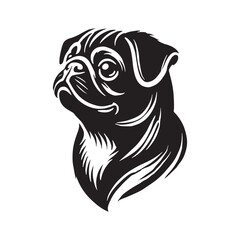 Clean and polished Pug silhouette designed for versatile use - Pug illustration - minimal Pug vector - dog silhouette
