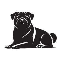 Stylish Pug silhouette featuring bold lines and sharp contrast - Pug illustration - minimal Pug vector - dog silhouette
