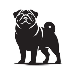 Elegant Pug silhouette featuring a balanced and smooth outline - Pug illustration - minimal Pug vector - dog silhouette
