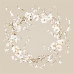Delicate floral wreath adorned with cherry blossoms, perfect for celebrations and home decor