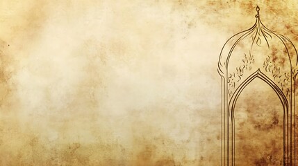 Ornate Archway Design on Aged Parchment Background