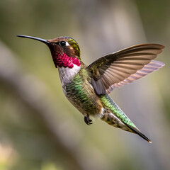 Naklejka premium flying photorealistic hummingbird front view