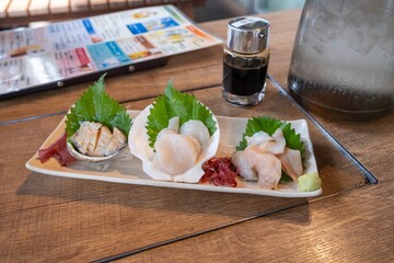 Mixed plate of three kinds of sashimi