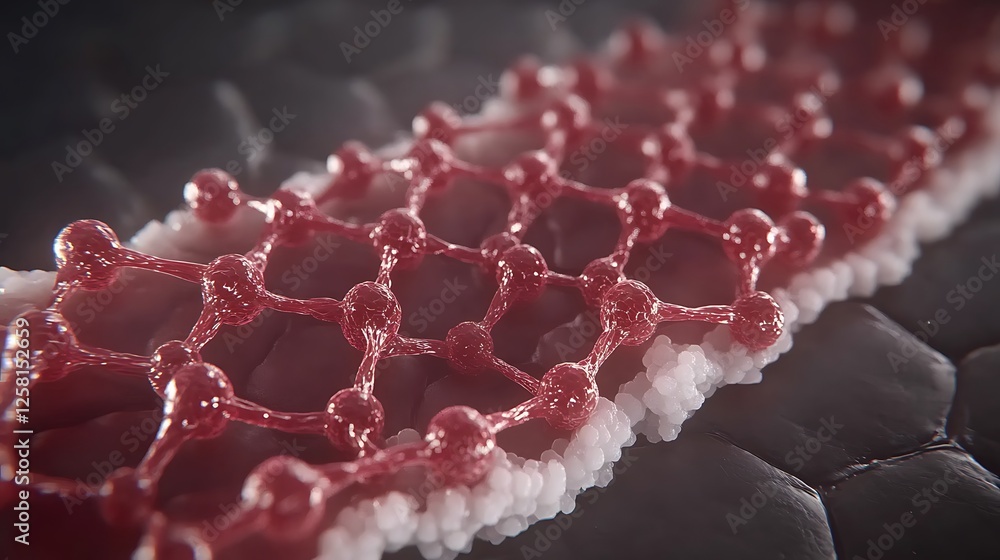 Poster molecular structure grid on cellular surface representation visual abstract biomedical detail
