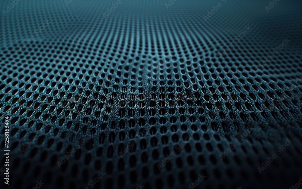 Poster close-up view of textured mesh fabric with intricate patterns, ideal for backgrounds or fashion conc