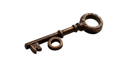vintage big key on transparent background