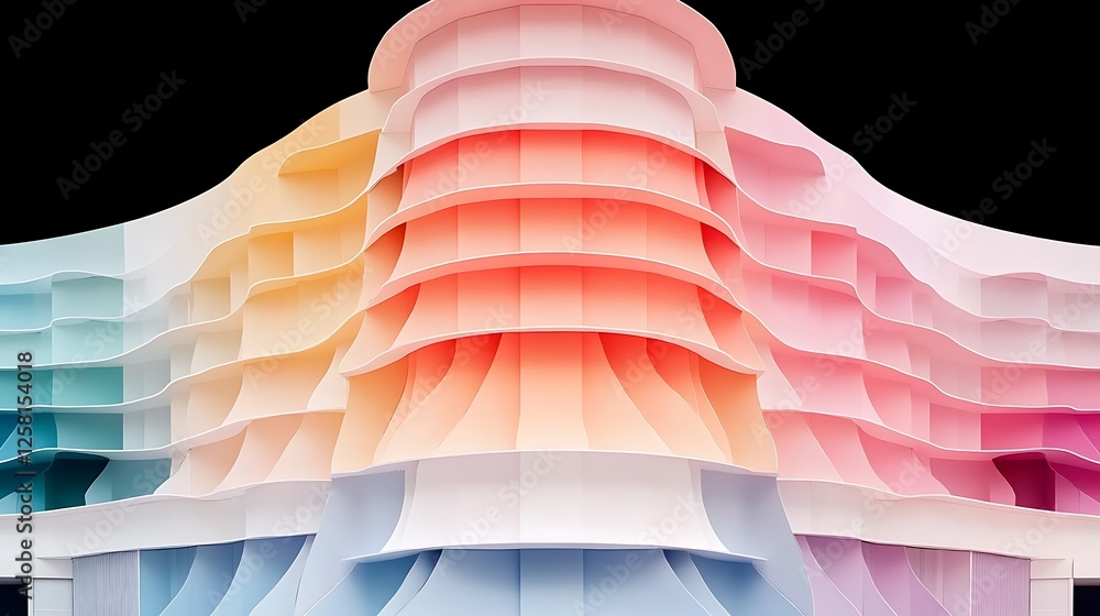 Poster multilayered pastel structure futuristic architecture with gradient colors and elegant design patter