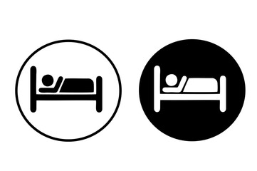 Hotel single vector flats icons. Person in bed vector icons