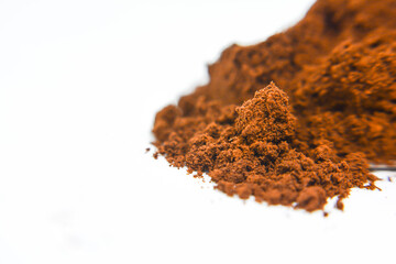 Ground coffee on white background. Ground coffee