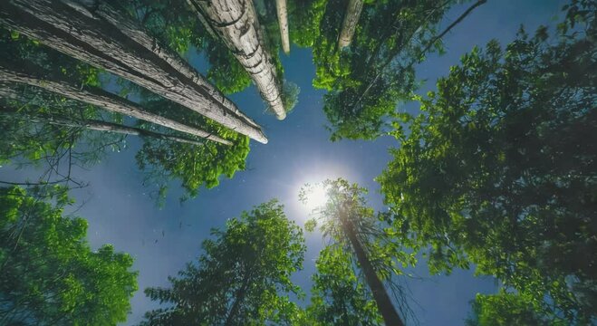 Haunting Sounds of the Night Forest, looping 4k time-lapse virtual video animation Generated AI