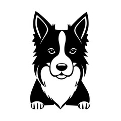 Black and white Border Collie vector illustration, a portrait of a black and white dog.