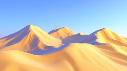 Golden desert dunes at sunrise, calm landscape