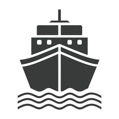 Simple Boat Icon with Subtle Waves vector silhouette for Digital and Print Use.