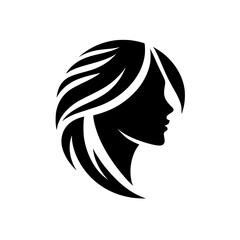 Silhouette of Woman Profile with flowing hair, simple and elegant.