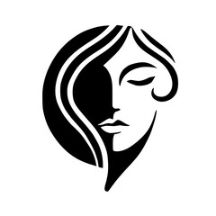 Graceful silhouette of a woman's face, black and white, with smooth lines and a curved shape.