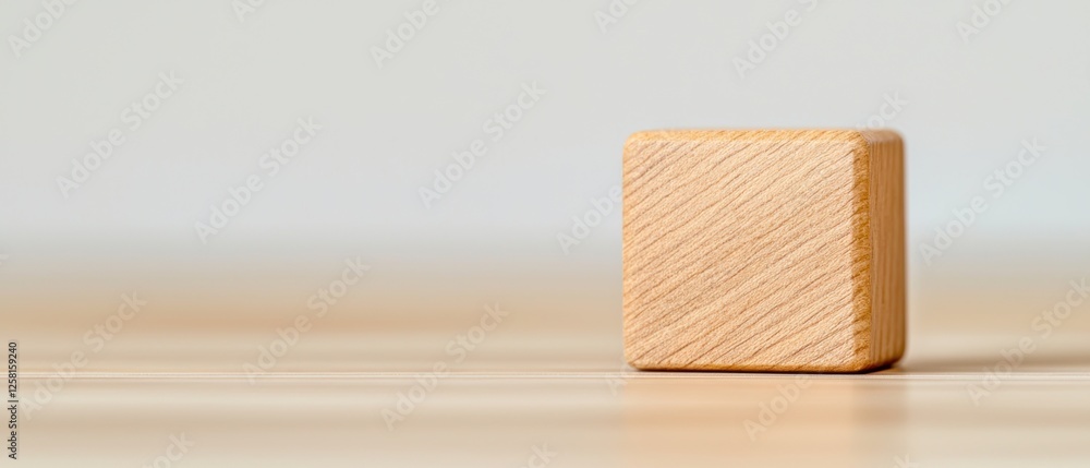 Aufkleber a single wooden block placed on a smooth surface, embodying simplicity and natural design elements f