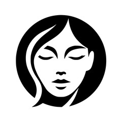 A minimalist grayscale portrait of a woman with closed eyes, the simplicity of the image evokes peace.