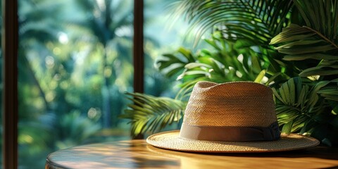 Tropical Summer Hat by the Window