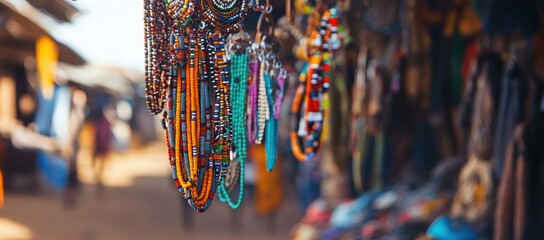 Vibrant African Beads at a bustling Market