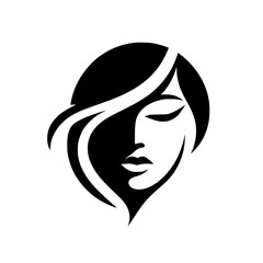 Black and White Vector Illustration of a Woman's Face: Minimalist Aesthetic Design.