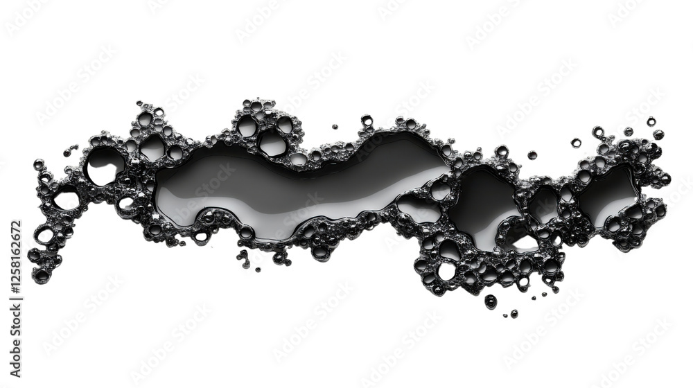 Poster water with soap suds and bubbles creating a textured surface on transparent background