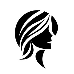 Silhouette of a woman's face with an elegant hairstyle on a white background.