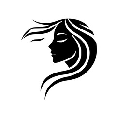 Black silhouette of a woman's profile, closed eyes, simple lines on a white backdrop.