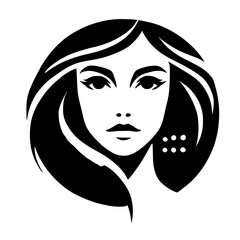 Silhouette of a woman's face with a circular composition, capturing a stylized portrait, and a minimalist, modern aesthetic.