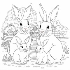 Fototapeta premium Osterhasen Zeichnung zum Ausmalen
