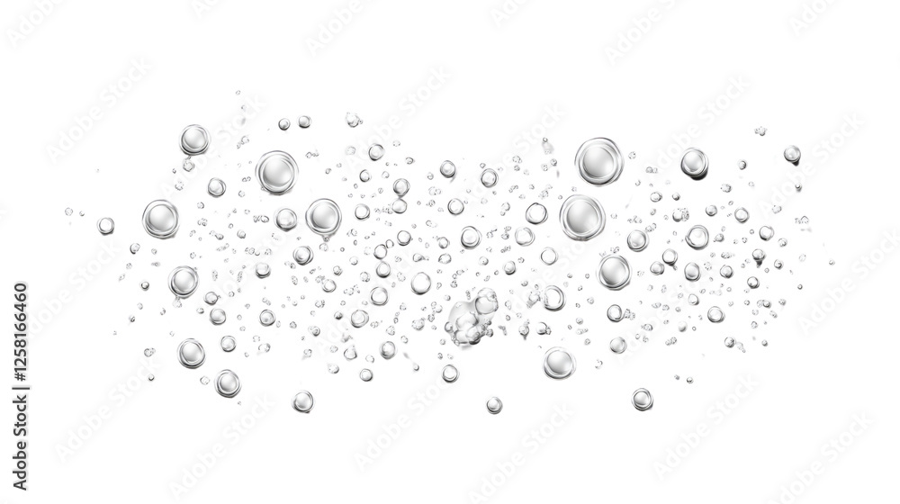 Poster realistic transparent bubbles floating on transparent background