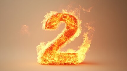 fiery number two burning number 2 flaming digit two inferno numb