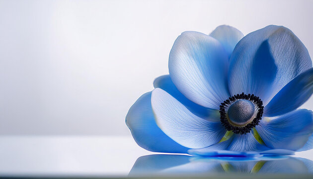 Transparent blue anemone flower