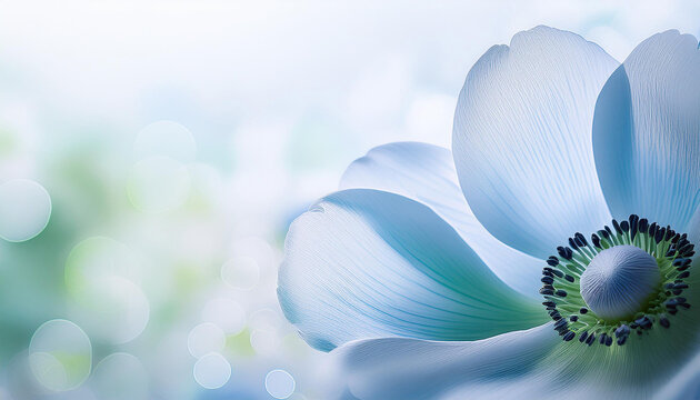 Transparent blue anemone flower