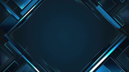 Obraz premium Photo of Blue background with basic geometric forms for design, banner template, white space in the center of the page for text. Simple graphic wallpaper with copy space.