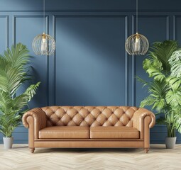 Design Elegant leather sofa in modern interior design