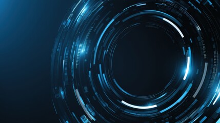 Circular Shapes on Blue Background for Design, Banner Template, Abstract Circular Wallpaper with Copy Space, Minimalist Circular Pattern Wallpaper