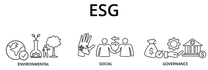 ESG concept of environmental, social and governance vector illustration with icons. Sustainable and ethical business