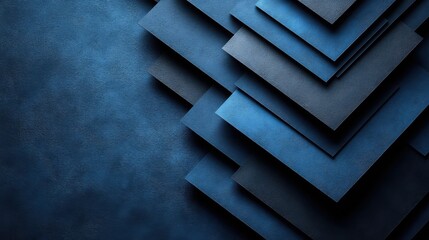 Obraz premium Blue Background with Concentric Squares for Design Banner Template, Featuring Abstract Minimalist Wallpaper with Copy Space in the Center for Text