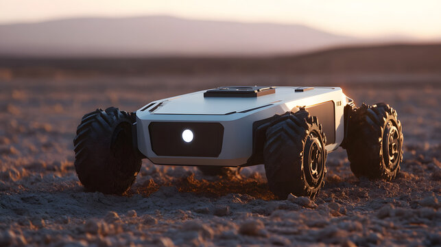 Advanced UGV Performing Patrol in a Remote Barren Landscape