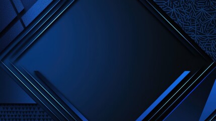 Photo of Blue background with clean geometric patterns for design, banner template, white space in the center of the page for text. Modern geometric wallpaper with copy space.