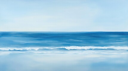 Fototapeta premium Calm ocean waves on a sandy beach, serene seascape, coastal tranquility; home decor