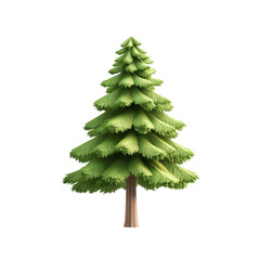 Illustration of a lush green pine tree, white isolate background.