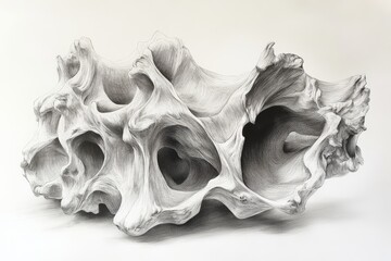 Intricate drawing of a textured shell-like formation showcasing the beauty of natural forms