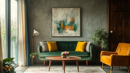 Nostalgic oil painting with hand-painted abstract art creates a vintage hanging picture