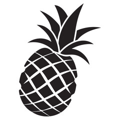 Obraz premium Pineapple icon Black silhouette vector illustration, on a transparent background