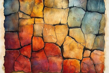 Colorful abstract texture of cracked stones showcasing a vibrant blend of warm and cool tones