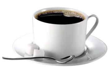  xícara de café expresso acompanhado de torrão de açúcar isolado em fundo transparente © Pic_It