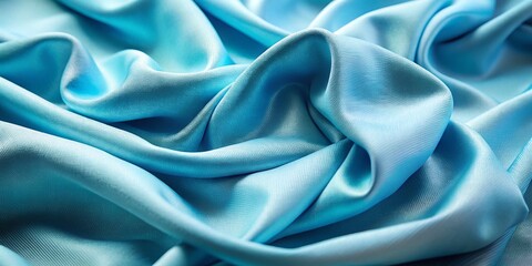 Fototapeta premium Light Blue Fabric Background: Draped Textile Texture with Soft Folds for Design