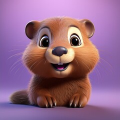 Fototapeta premium Niedlicher Biber, lila Hintergrund