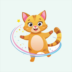 Obraz premium cat doing a cute twirl with sparkles around